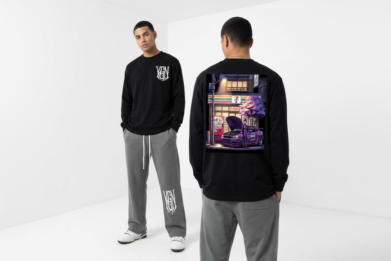 Essential Crewneck Long-Sleeve T-Shirt- JDM Anime