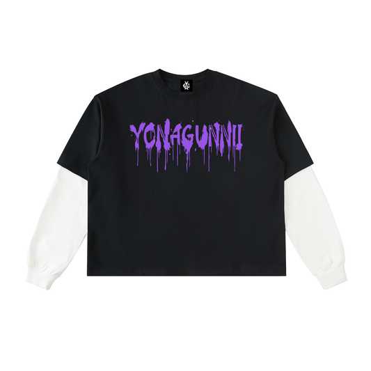 Yonagunnii “Lil Jeff” Alien Graphic Streetwear Tee – Purple Drip Urban Luxury Shirt